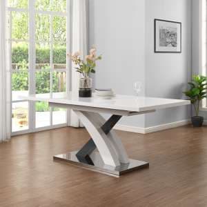 Axara Small Extending Gloss Dining Table In White And Grey - UK