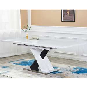 Axara Large Extending Gloss Dining Table In White And Black - UK