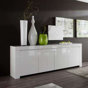 Benetti Sideboard Wide In White High Gloss With 4 Doors - UK