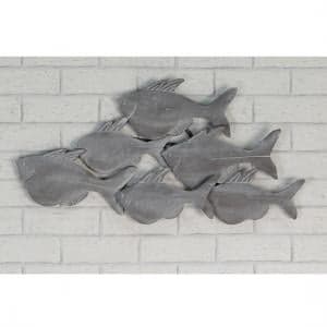 Fished Wall Art In Metal Grey Wiped - UK