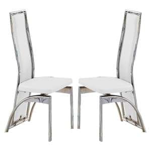 Chicago White Faux Leather Dining Chairs In Pair - UK