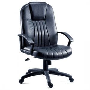 Cromer Home Office Chair In Black Faux Leather With Castors - UK