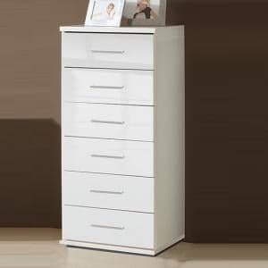 Alton Chest Of Drawers Tall In High Gloss Alpine White - UK