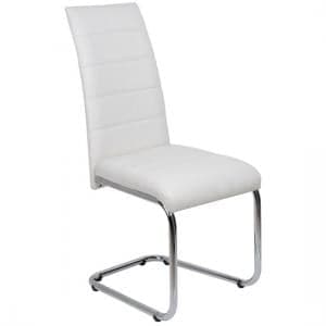 Daryl Faux Leather Dining Chair In White With Chrome Legs - UK