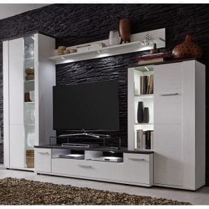 Erika Wooden Living Room Sets In White And Brown With LED - UK