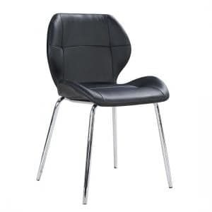 Darcy Faux Leather Dining Chair In Black With Chrome Legs - UK
