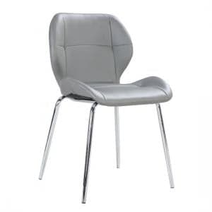 Darcy Faux Leather Dining Chair In Grey With Chrome Legs - UK