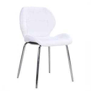 Darcy Faux Leather Dining Chair In White With Chrome Legs - UK