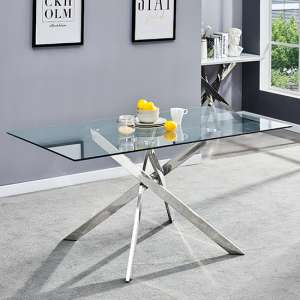 Daytona Large Clear Glass Dining Table With Chrome Legs - UK
