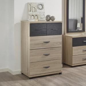 Margate Wide Chest Of Drawers In Sonoma Oak And Black - UK