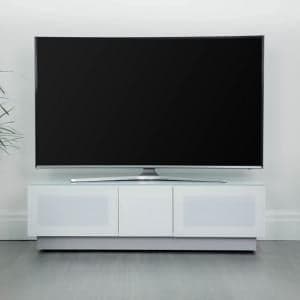 Crick LCD TV Stand Medium In White With Glass Door - UK