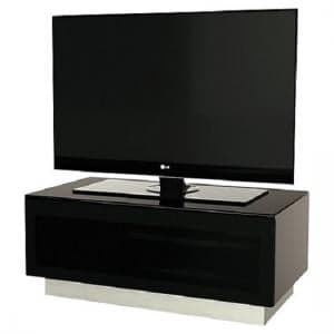 Elements Small Glass TV Stand With 1 Glass Door In Black - UK