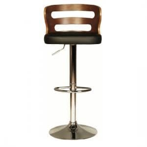 Dupont Bar Stool In Black PU And Walnut With Chrome Plated Base - UK