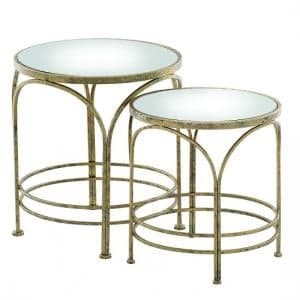 Nathan Mirrored Top 2 Nesting Tables Round In Metal Frame - UK