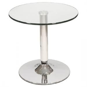 Belize Round Clear Glass Bistro Side Table With Chrome Base - UK