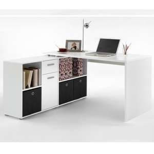 Flexi Wooden Corner Computer Desk In White - UK