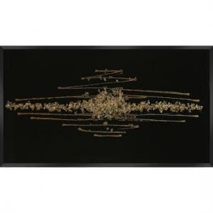 Amaze Glass Wall Art In Black With Champagne Glitter Crystals - UK
