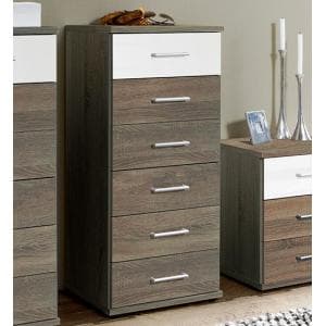 Gastineau 6 Drawers Tall Chest In Oak And White - UK