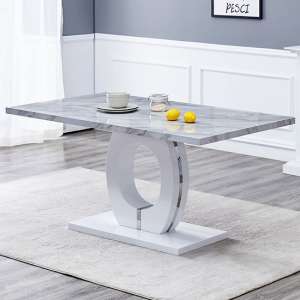 Halo High Gloss Dining Table In Magnesia Marble Effect - UK
