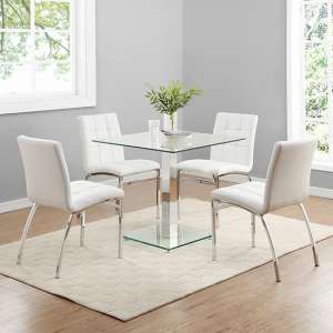 Hartley Glass Bistro Table With 4 White Coco Chairs - UK