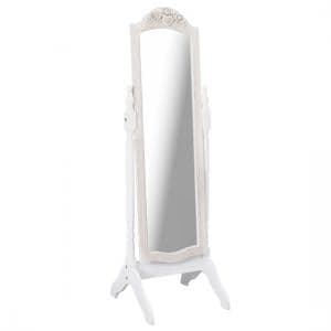 Jedburgh Cheval Floor Mirror In White And Distressed Effect Wooden - UK