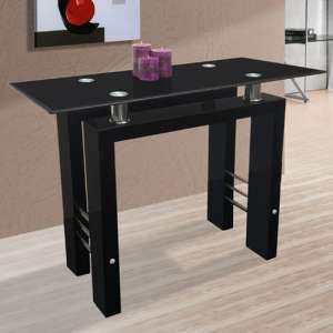 Kontrast Black Glass Console Table With Black High Gloss Legs - UK
