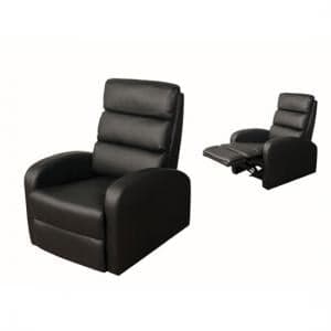 Livonia Reclining Chair in Black Faux Leather - UK