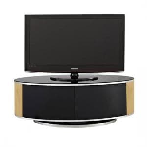 Lanza High Gloss TV Stand With Push Release Doors In Oak - UK