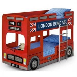 Lejane Bus Modern Style Children Bunk Bed In Red - UK