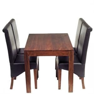 Mango Dining Set With 4 Leather Chairs - UK