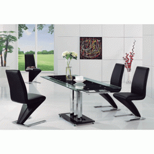 Rihanna Black Extending Glass Dining Table And 6 Z Dining Chairs - UK