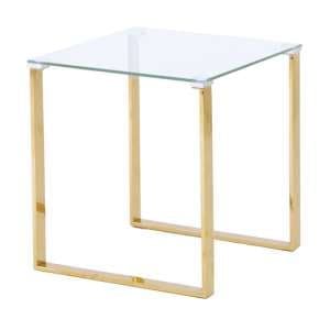 Megan Clear Glass Side Lamp Table With Gold Legs - UK