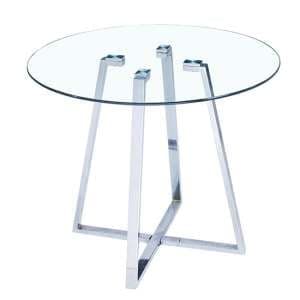 Melito Round Clear Glass Top Dining Table With Chrome Legs - UK