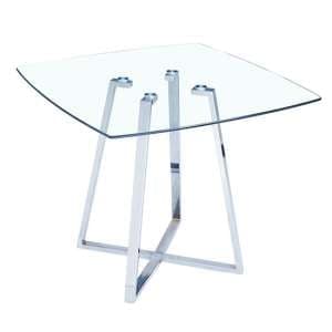 Melito Square Clear Glass Top Dining Table With Chrome Legs - UK