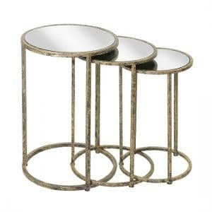 Aachen Mirrored Top Nesting Tables In Metal Frame - UK