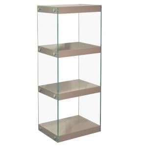 Torino Medium Glass Display Stand With Mink Grey Gloss Shelves - UK