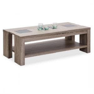 Montero Coffee Table In Oak With Black Glass Inserts - UK