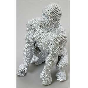 Jewel Gorilla Sitting Small Size Sculpture In Silver Finish - UK