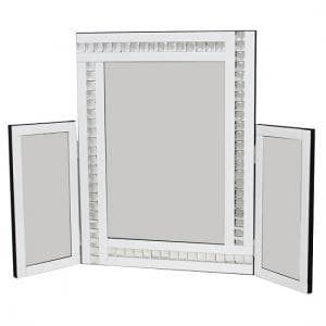 Elena Dressing Table Mirror In White With Acrylic Crystal Detail - UK