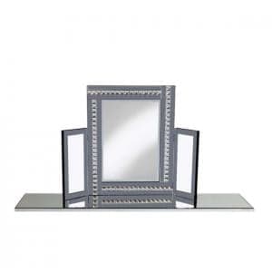 Elena Dressing Table Mirror In Silver With Smoke Crystals - UK