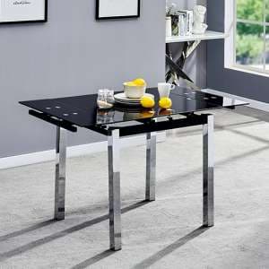 Paris Extending Black Glass Dining Table With Chrome Metal Legs - UK