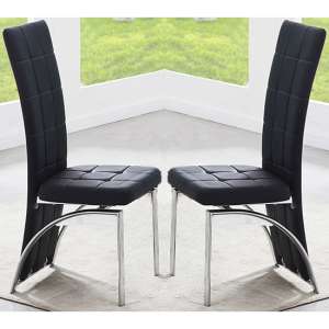 Ravenna Black Faux Leather Dining Chairs In Pair - UK
