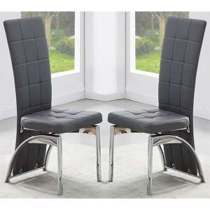 Ravenna Grey Faux Leather Dining Chairs In Pair - UK