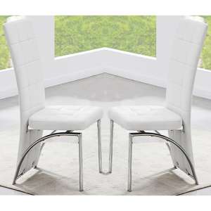 Ravenna White Faux Leather Dining Chairs In Pair - UK