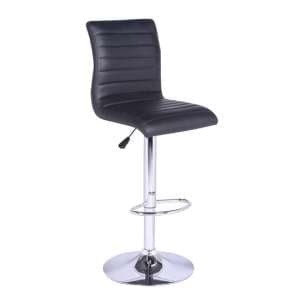 Ripple Faux Leather Bar Stool In Black With Chrome Base - UK