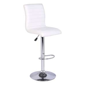 Ripple Faux Leather Bar Stool In White With Chrome Base - UK