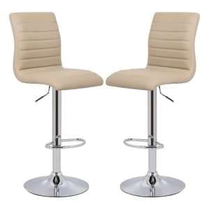 Ripple Stone Faux Leather Bar Stools With Chrome Base In Pair - UK