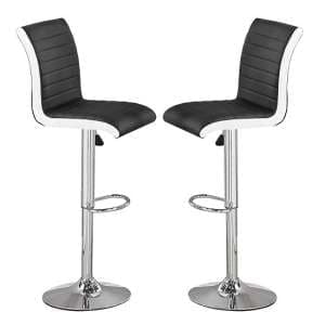 Ritz Black And White Faux Leather Bar Stools In Pair - UK
