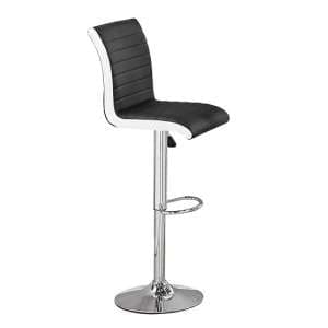 Ritz Faux Leather Bar Stool In Black And White With Chrome Base - UK