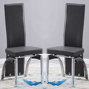 Romeo Black Faux Leather Dining Chairs With Chrome Legs In Pair - UK